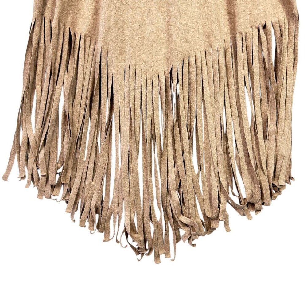 Black Bead Womens Faux Suede Fringe Sleeveless Tank Top Western Size S READ - Picture 4 of 7